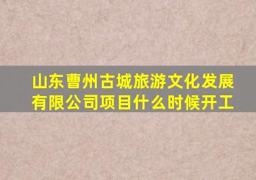 山东曹州古城旅游文化发展有限公司项目什么时候开工
