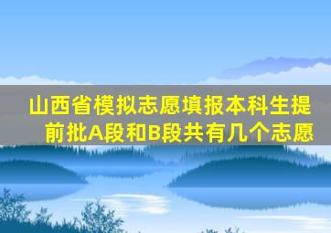 山西省模拟志愿填报本科生提前批A段和B段共有几个志愿