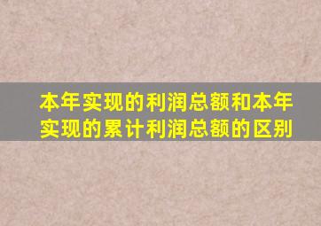 本年实现的利润总额和本年实现的累计利润总额的区别